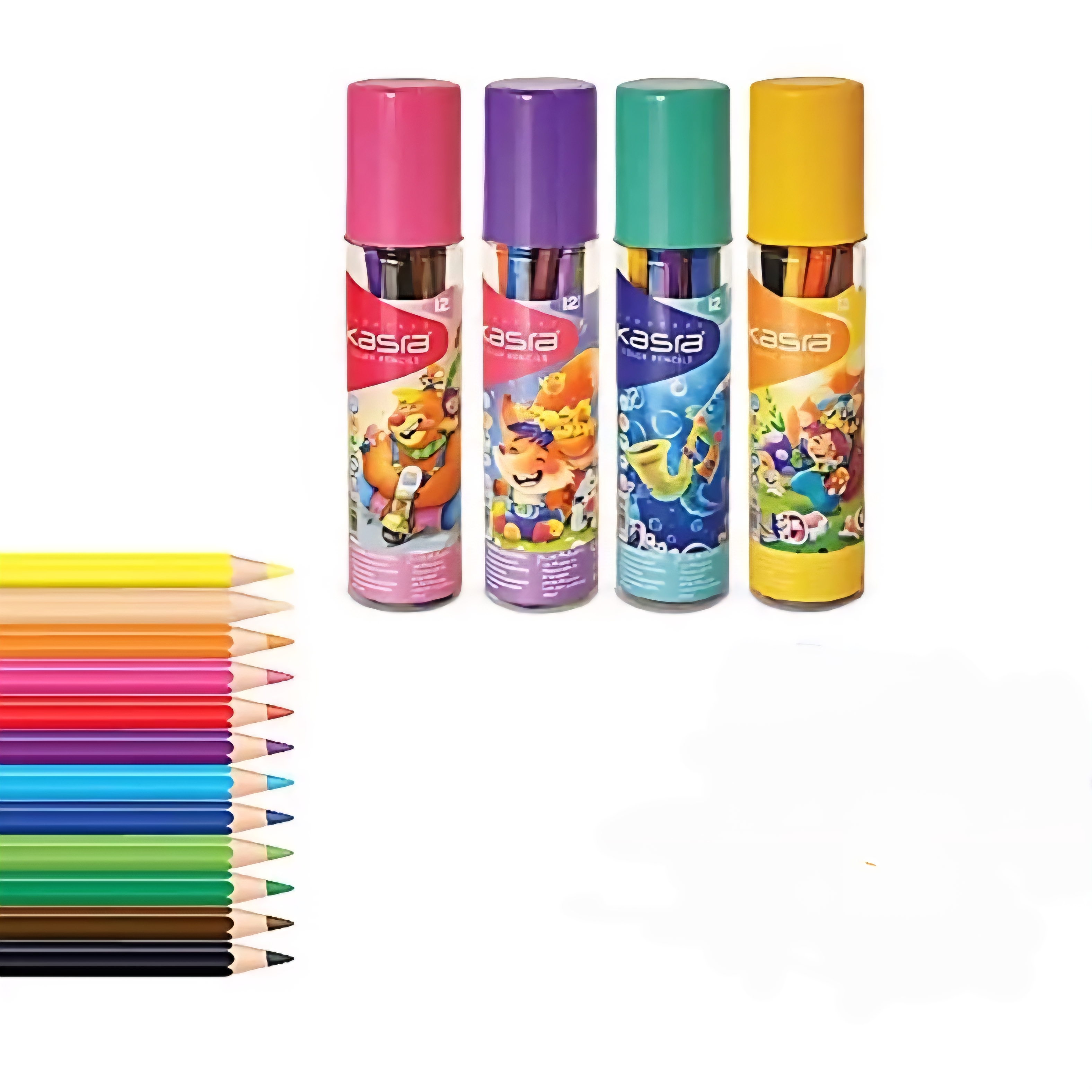 مدادرنگی لوله ای 12 رنگ کسری همراه تراش